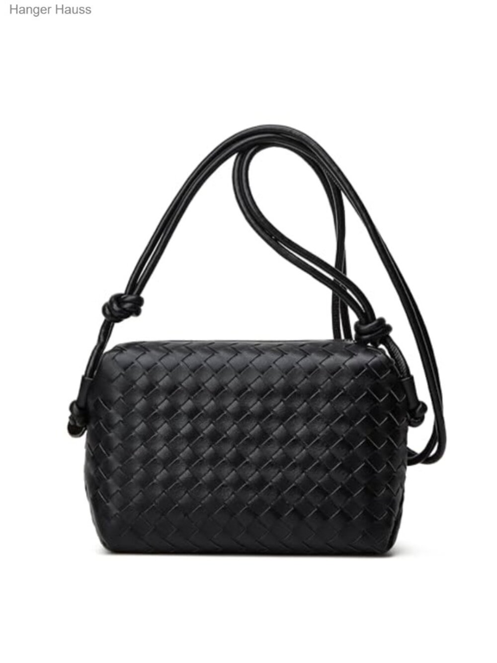 Woven Crossbody Bag Vegan Leather Compact Shoulder Handbag
